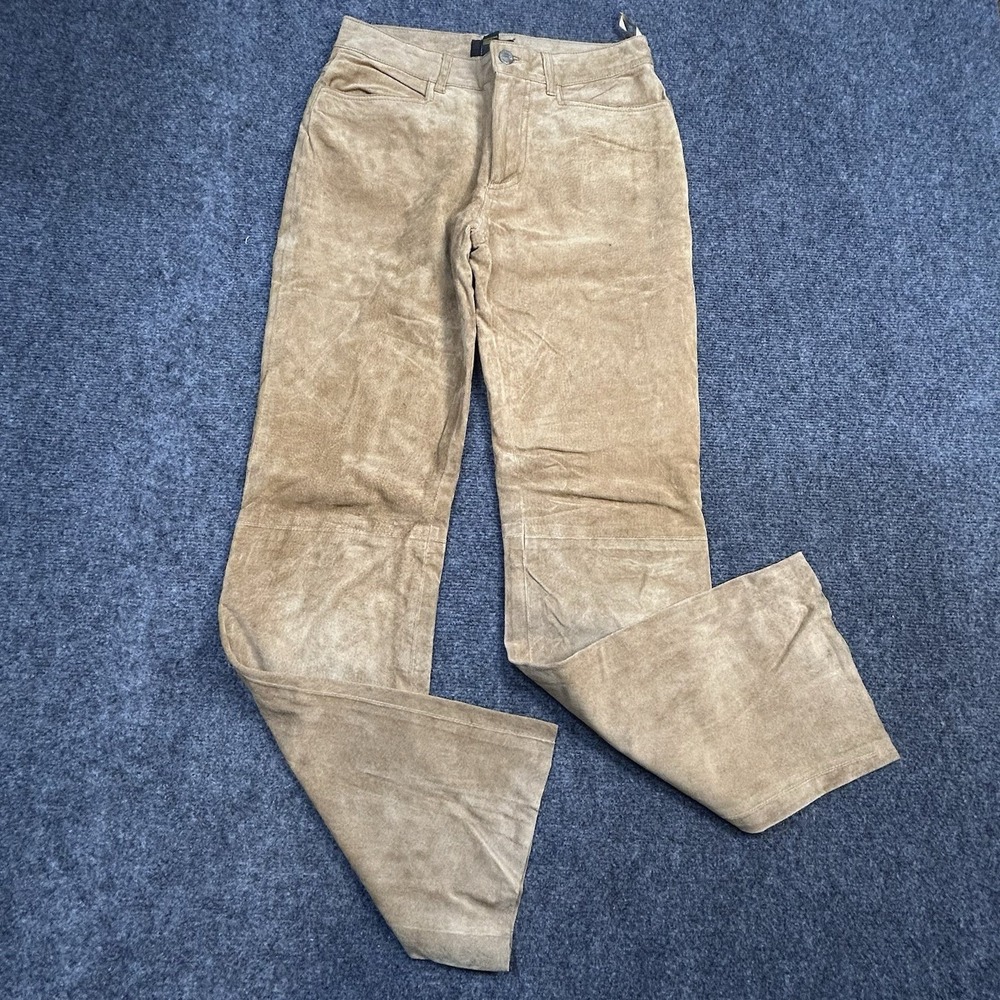 Jou Jou Skins Pants Vtg Suede Leather Brown Mid Rise Y2K Boho Hippie Size 4/6
